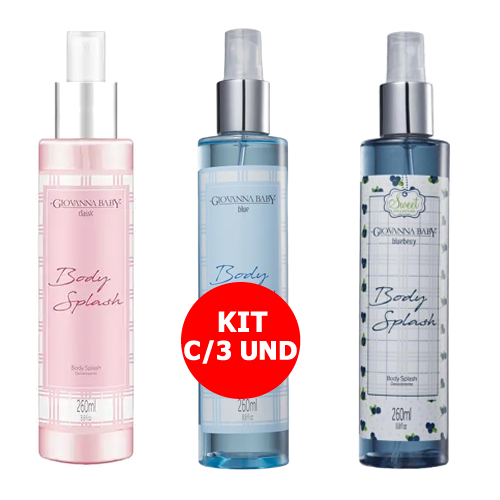 Kit C/3 Giovanna Baby Body Splash [CLASSIC + BLUE + BLUEBERRY] 260mL em Oferta na Shopee
