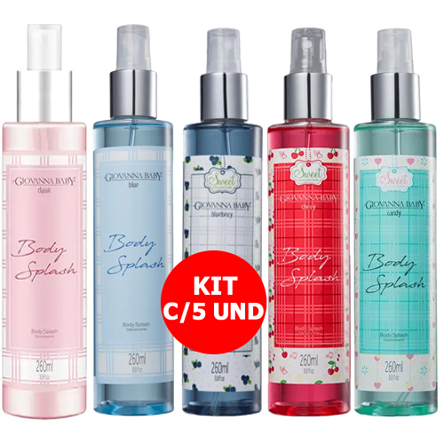 KIT C/5 Giovanna Baby Body Splash [CLASSIC + BLUE + BLUEBERRY + CHERRY + CANDY] 260ML