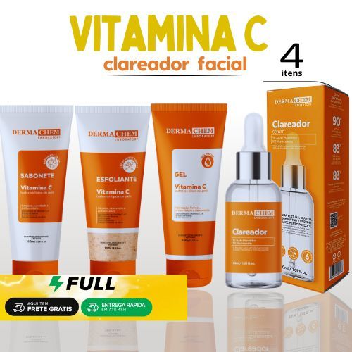 Kit Completo de Skin Care com Vitamina C e Clareador Facial