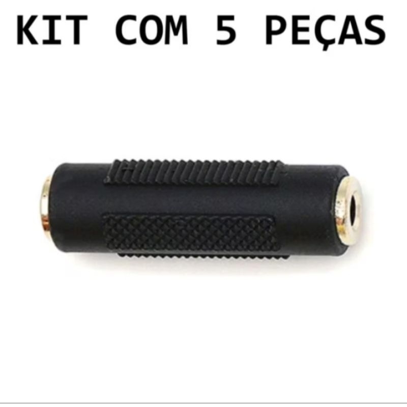 Adaptador Emenda P2 Fêmea X Fêmea Stereo Kit Com 5