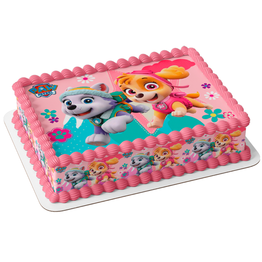 Patrulha canina rosa Papel arroz e faixa comestível para bolo mod01