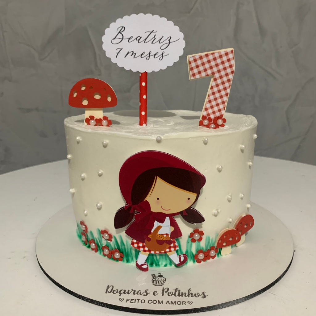 Topo de Bolo - Topper de Bolo Personalizado Aniversário Mesversario Chapeuzinho Vermelho
