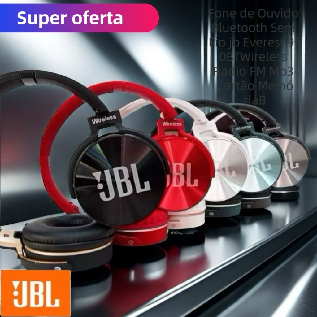 Fone de Ouvido Bluetooth Sem Fio jb Everest 950BT Wireless Radio FM Mp3 Cartão Memória