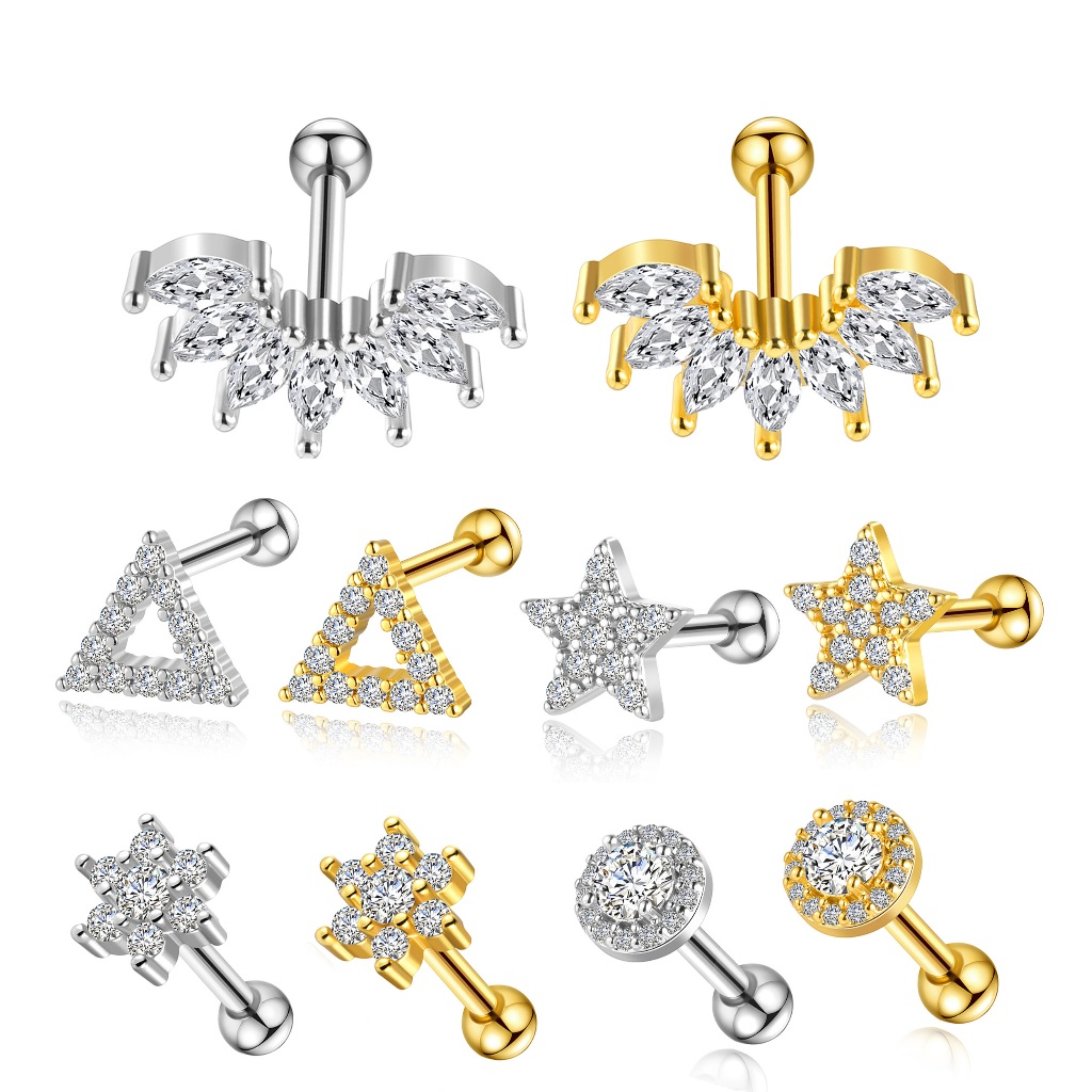 Piercing Labret Cobre/Aço | Helix, Flat, Conch, Tragus, Lóbulo 6 em Oferta na Shopee