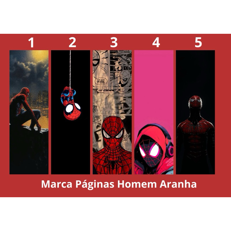 Marcador de páginas Homem Aranha (com ou sem Tassel e/ou Frente Verso) plastificado 16x5 cm - Marca Páginas Livro