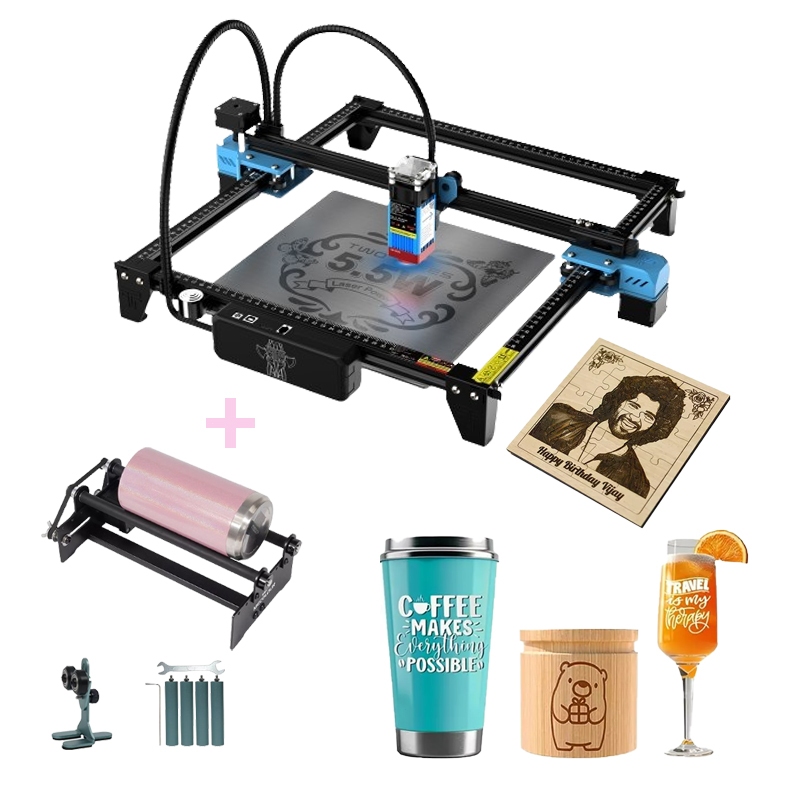 Impressora Gravadora Corte Laser 5.5w Cnc 40w 30x30cm +Rolo Rotativo/ Painel Honeycomb/ Bomba de ar em Oferta na Shopee