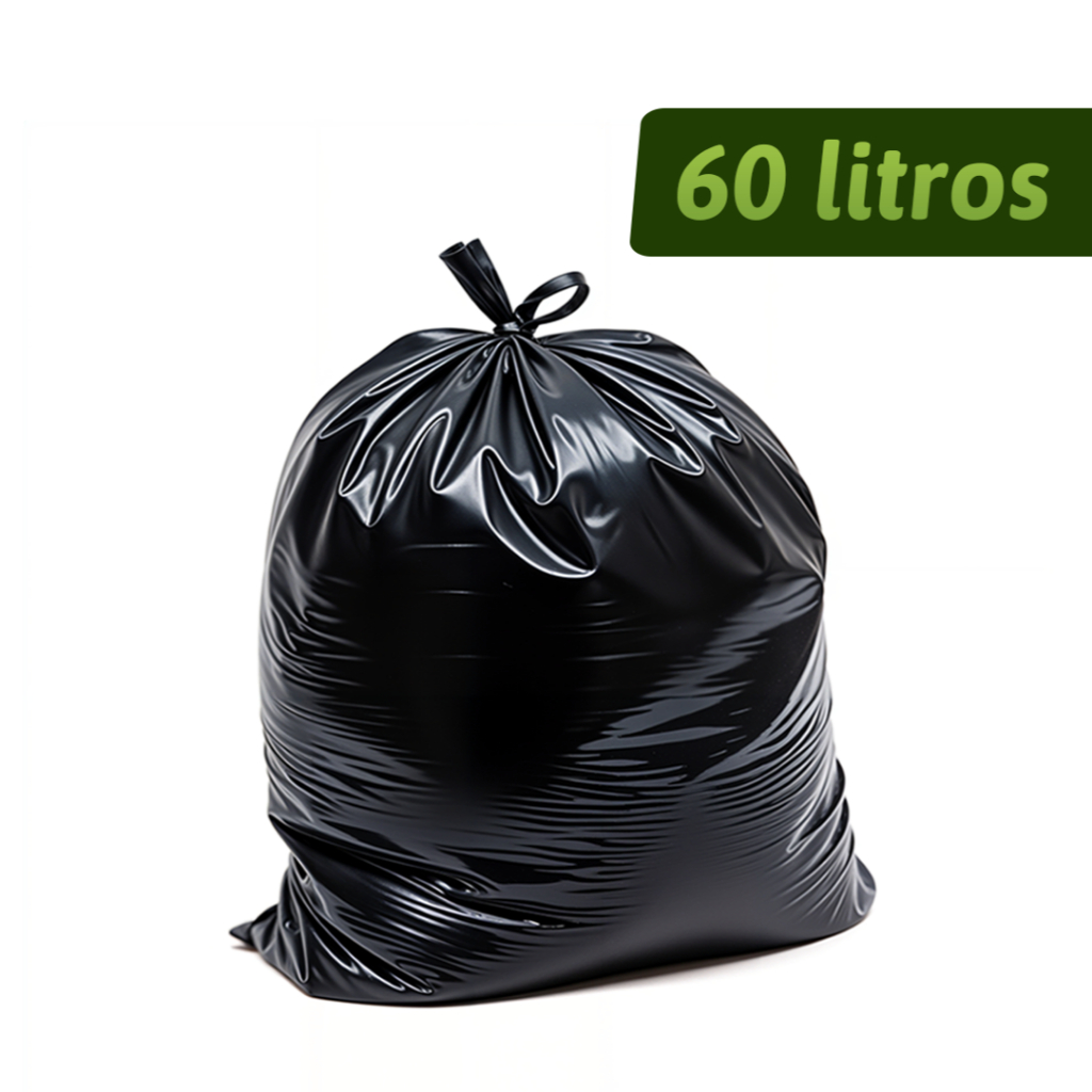 Kit Sacos De Lixo Preto 60 Litros Resistente e Reforçado Sustentável 30 50 100 Unidades Reciclável