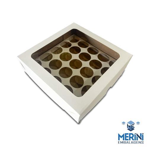 CAIXA 25 DOCES COM VISOR + BERÇO 17,5X17,5X5 CM - 10 UNIDADES
