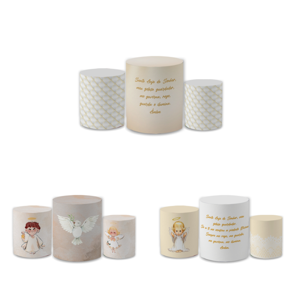 Kit Trio Capas de Cilindro de Festa Veste Fácil Sublimados Malha New Tema Anjinho Menino Decoração Bibi Paineis em Oferta na Shopee