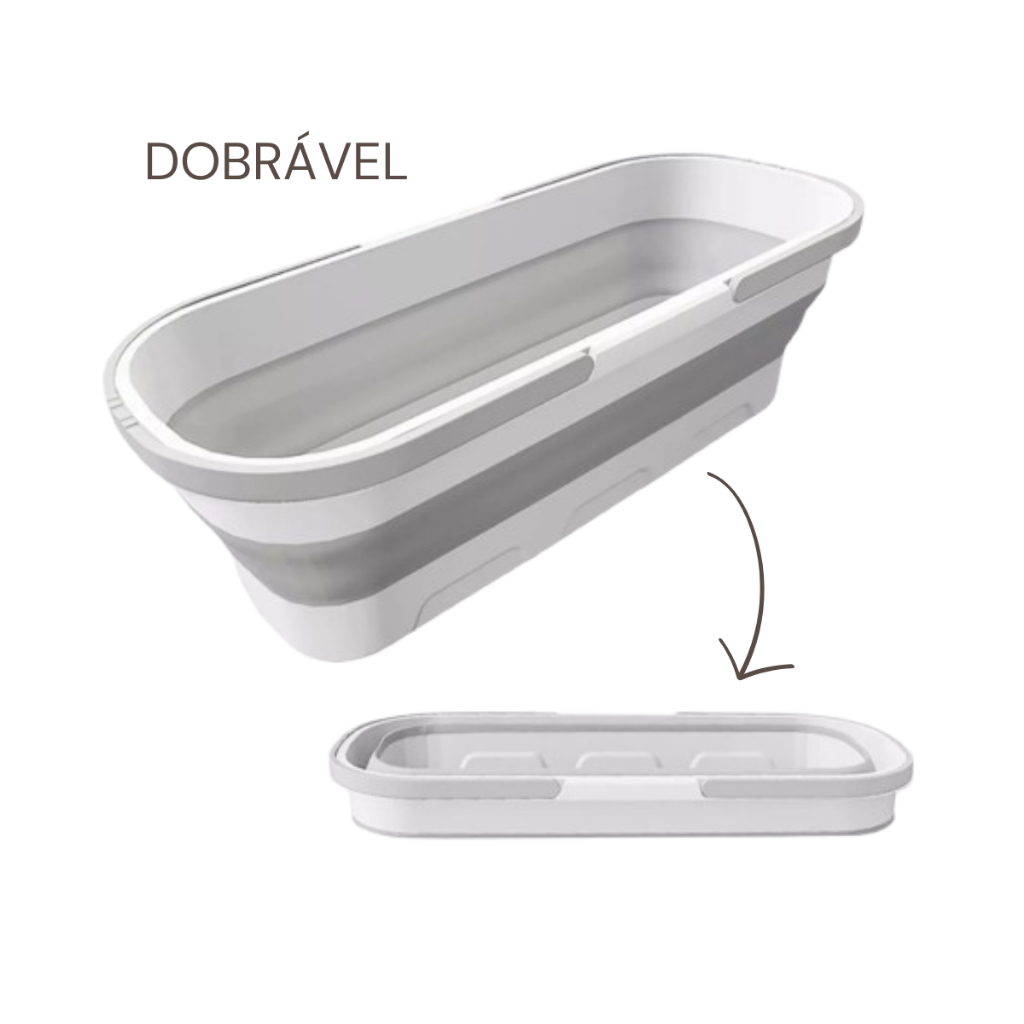 Balde Dobrável Retrátil Retangular Com Rodinhas Multiuso - 55X25CM