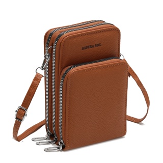 Bolsa transversal feminina moda feminina trabalho social porta celular com 3 divisorias Ziper Prata  lt702 em Oferta na Shopee