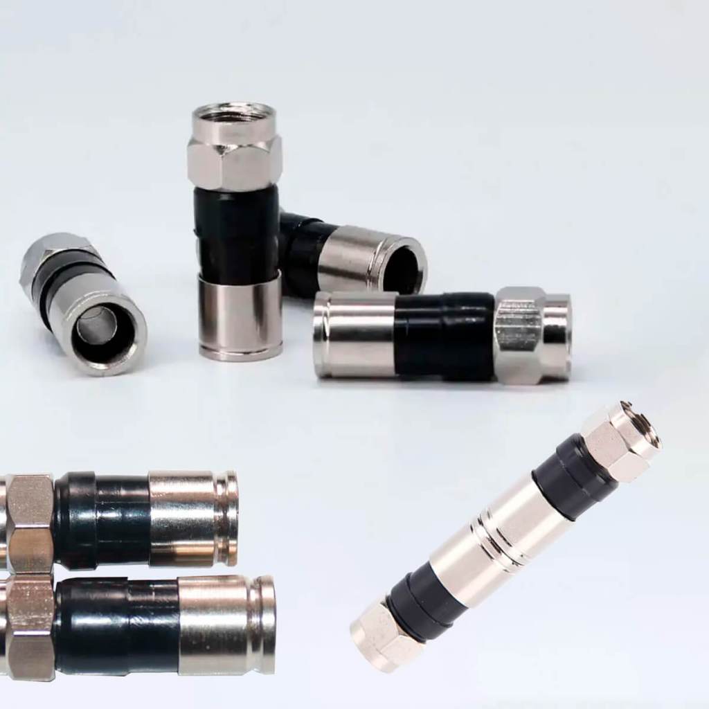 Conector de Antena Coaxial RG59 F Rosca Não Precisa Alicate Modelo 3881