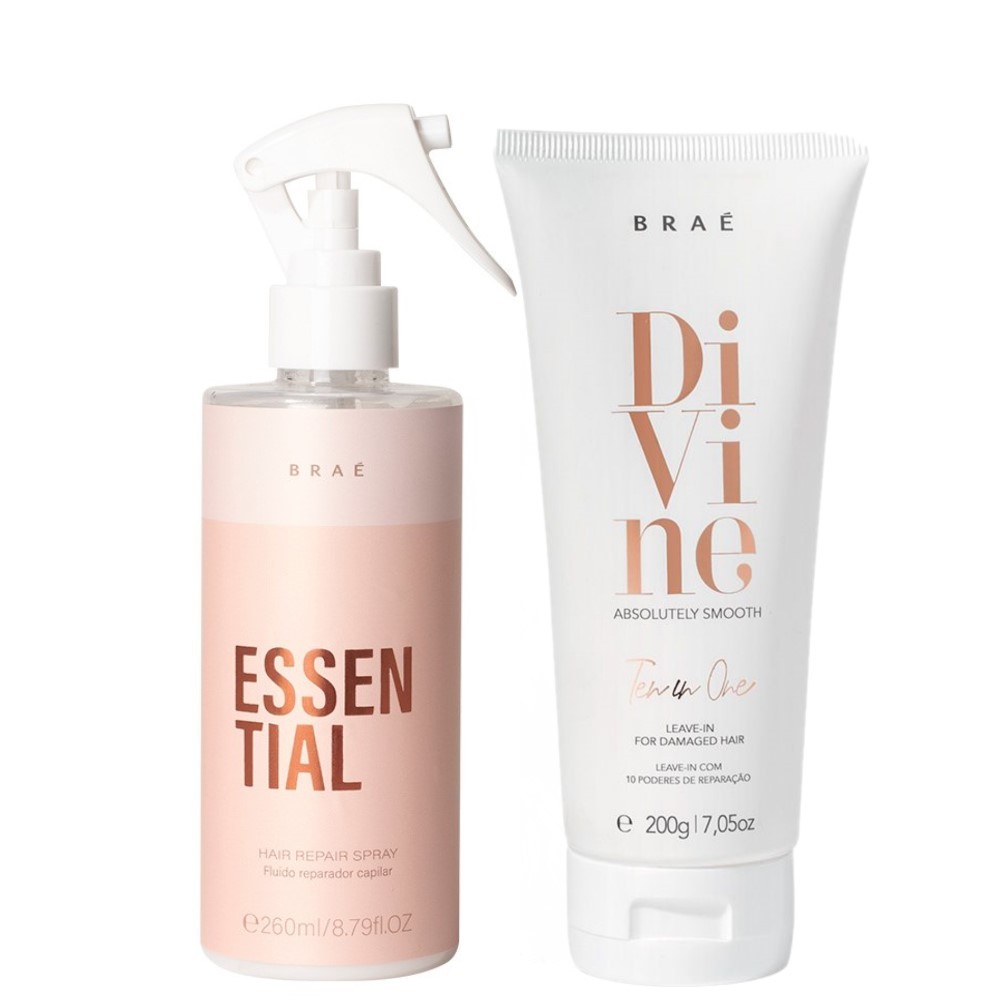 Braé Kit Essential Spray Finalizador 260ml + Divine Leave In 10 in 1 - Ten in One 200g