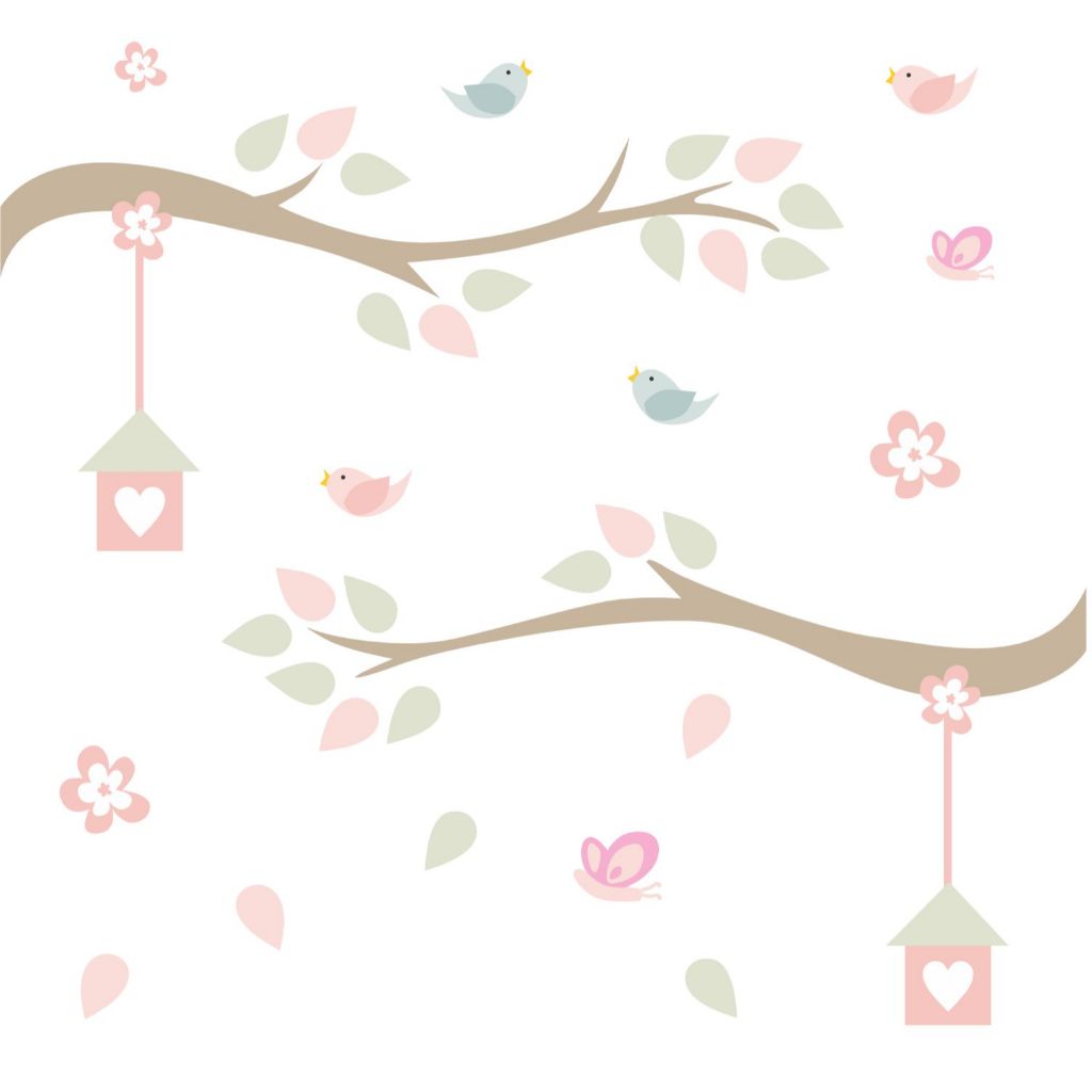 Adesivo de Parede Infantil Pássaros Jardim Encantado Passarinho Passarinhos Galhos 86 adesivos em Oferta na Shopee