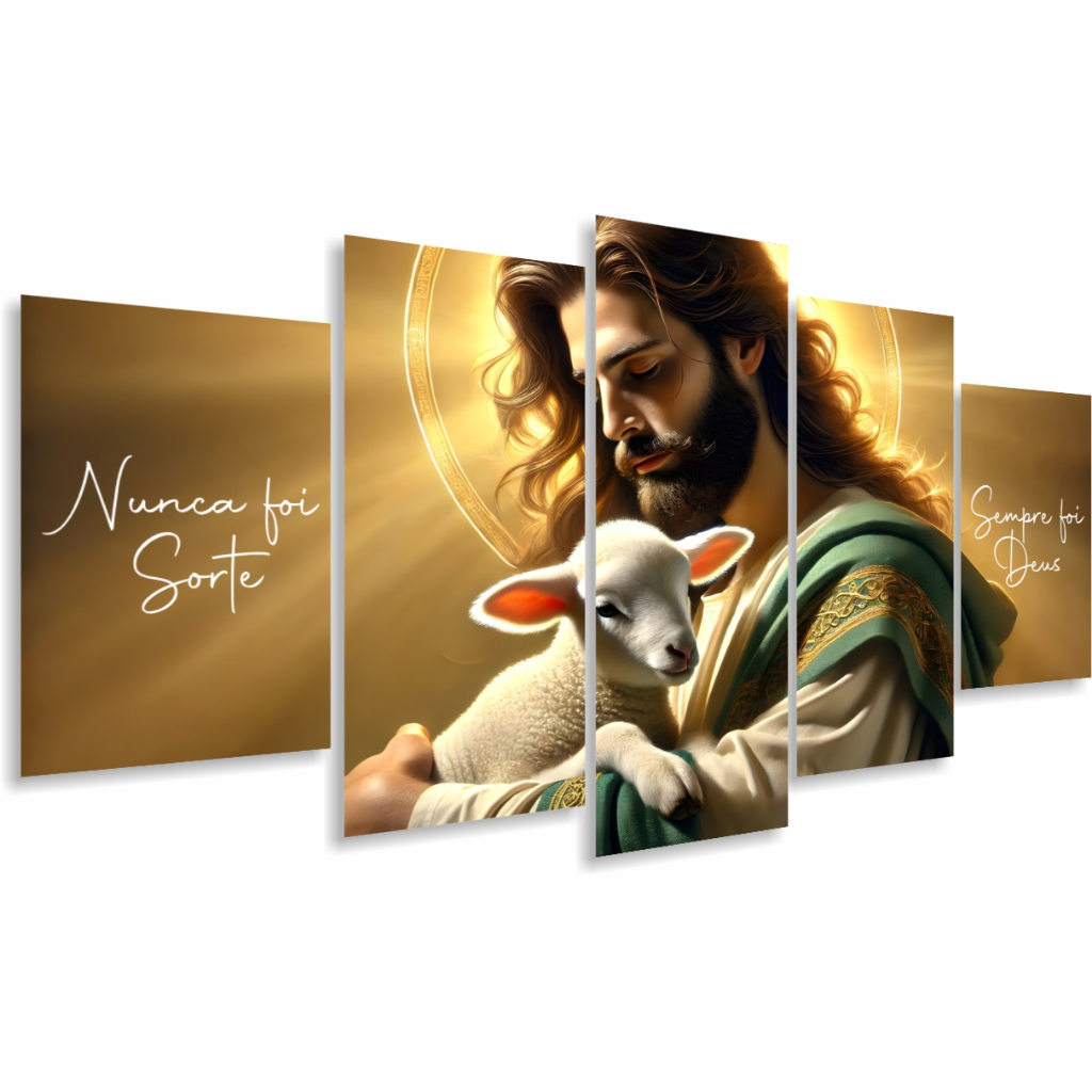 Quadro Decorativo Nunca foi Sorte Sempre foi Deus Cordeiro Religioso Jesus Cristo Sala Quarto Escritório