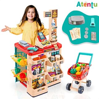 Mini Mercado Infantil Caixa Registradora e Carrinho 48 peças em Oferta na Shopee