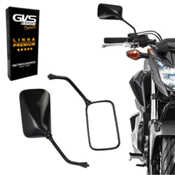 Retrovisor Gvs Moto Para Strada Twister Abs Preto Lente Convexa Par