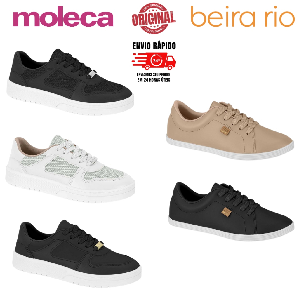 Tenis casual feminino beira rio moleca confortável sapatênis  Costura  Moda original em Oferta na Shopee