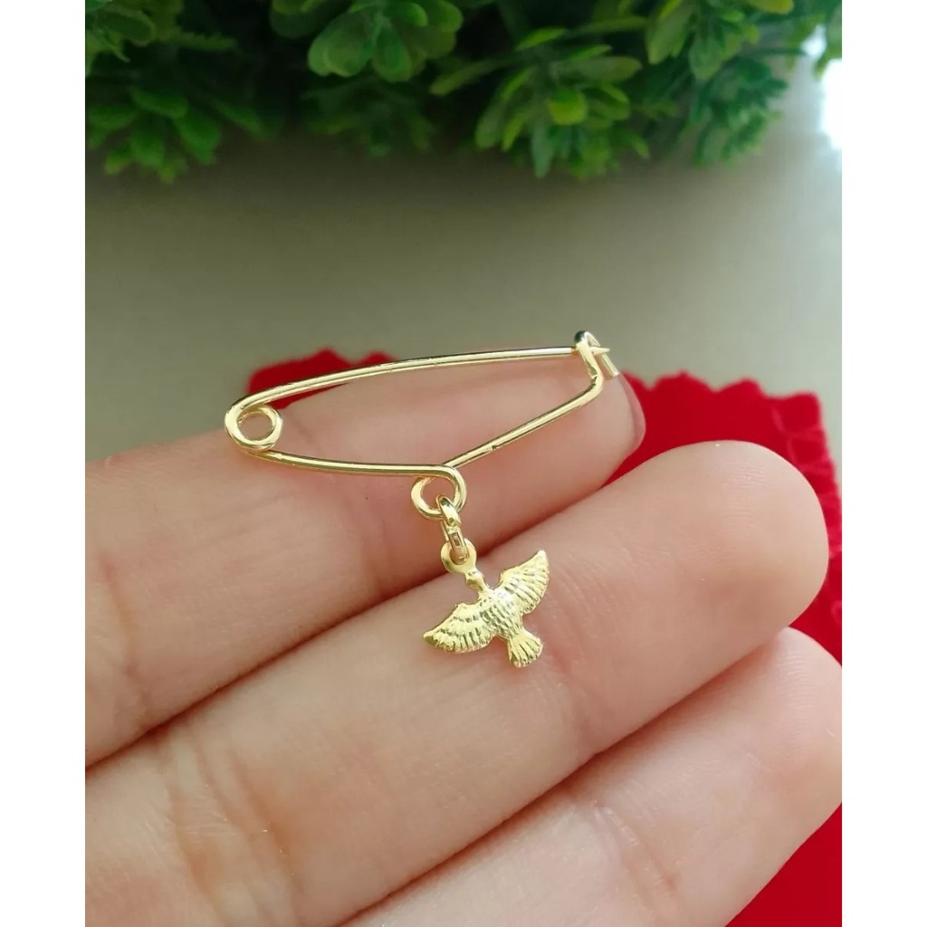 Broche Alfinete Roupa espírito santo Folheado Ouro 18k