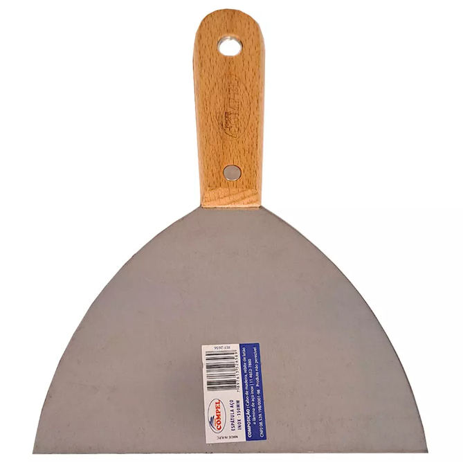 Espátula De Aço Inox Cabo De Madeira Compel Profissional - Vários Tamanhos em Oferta na Shopee
