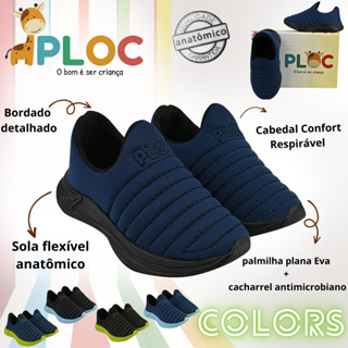 Tênis Ploc COLORS Infantil Menino Calce Fácil Jogging Anatômico (ESCOLHA A COR) em Oferta na Shopee