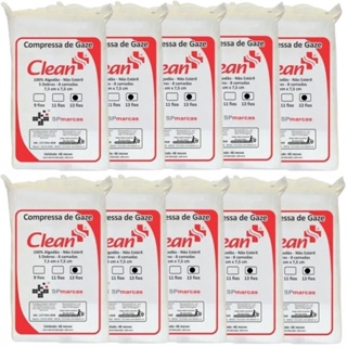 10 Pacotes Compressa De Gaze Hidrófila 13 Fios Não Estéril - CLEAN em Oferta na Shopee