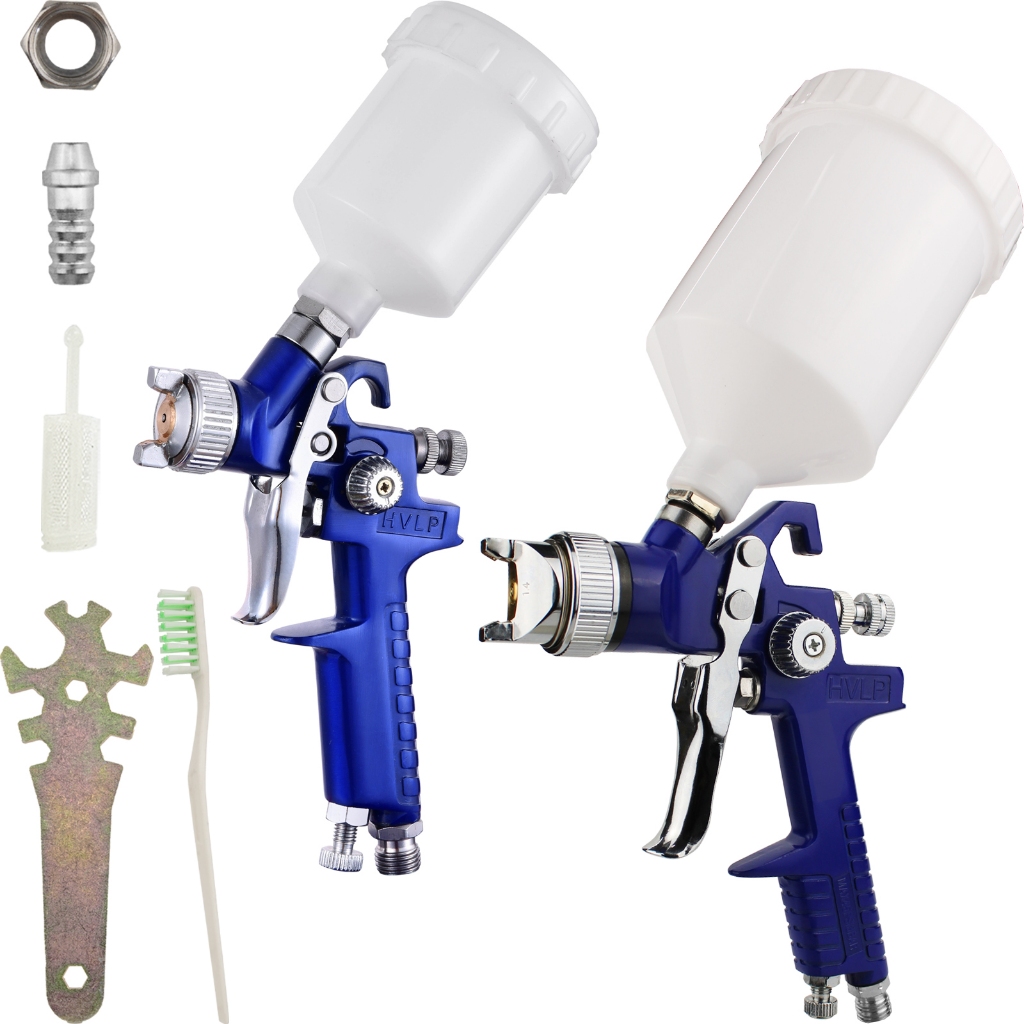 Pistola De Pintura Hvlp H827 1.4mm 600ml + Pistola De Pintura H200 Premium 0.8mm Para Retoque em Oferta na Shopee