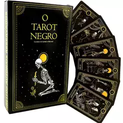 Baralho Tarot Negro com 22 Cartas Manual em Português Baseado no Taro de Marselha-Versão Iniciantes