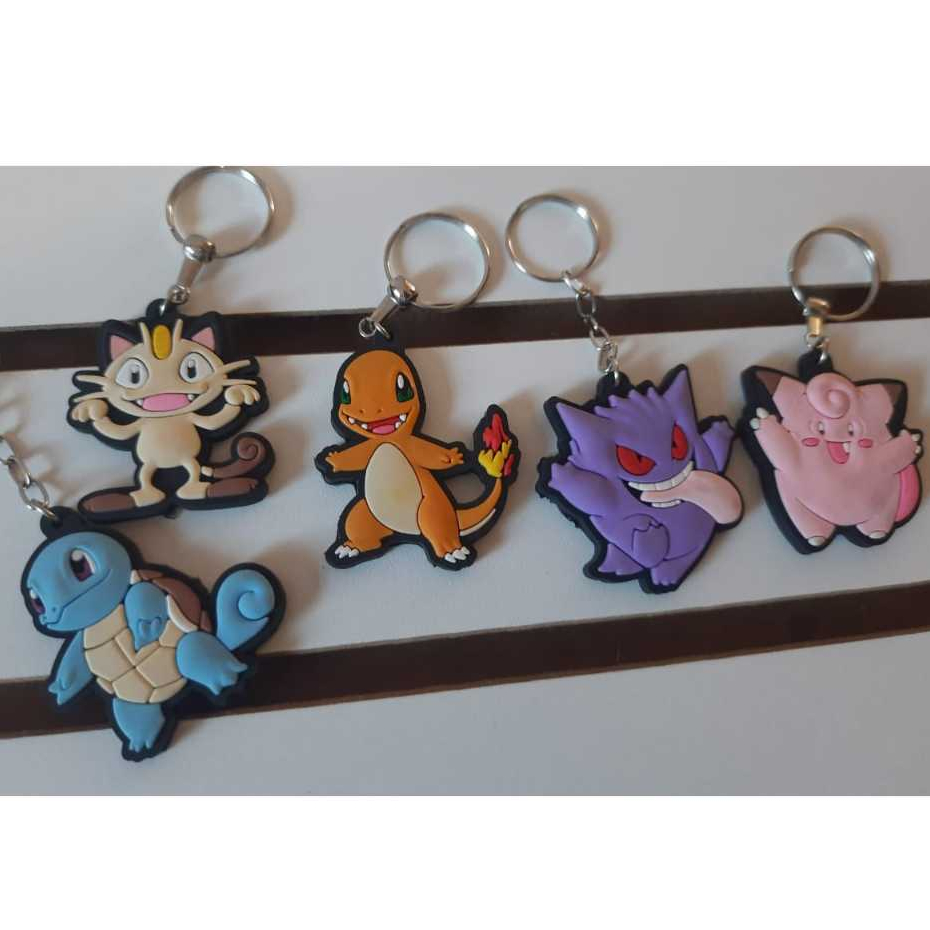Chaveiro Anime Pokemon - Chaveiros Pikachu , Mew Mew, Gengar, Charmander, Squirtie Geek Otaku