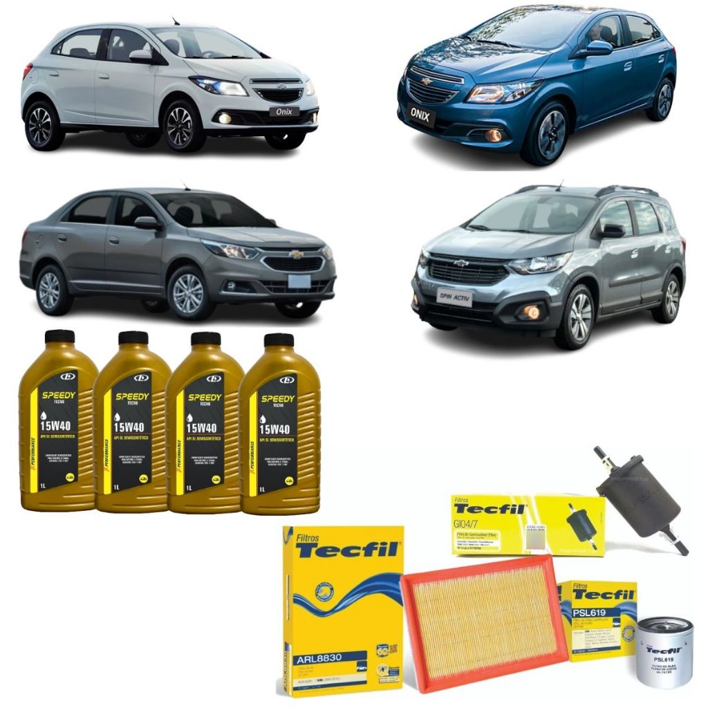 Kit Troca De Oleo e Filtros Gm Onix Prisma Spin Cobalt 15W40 Semisintético Revisão Original em Oferta na Shopee