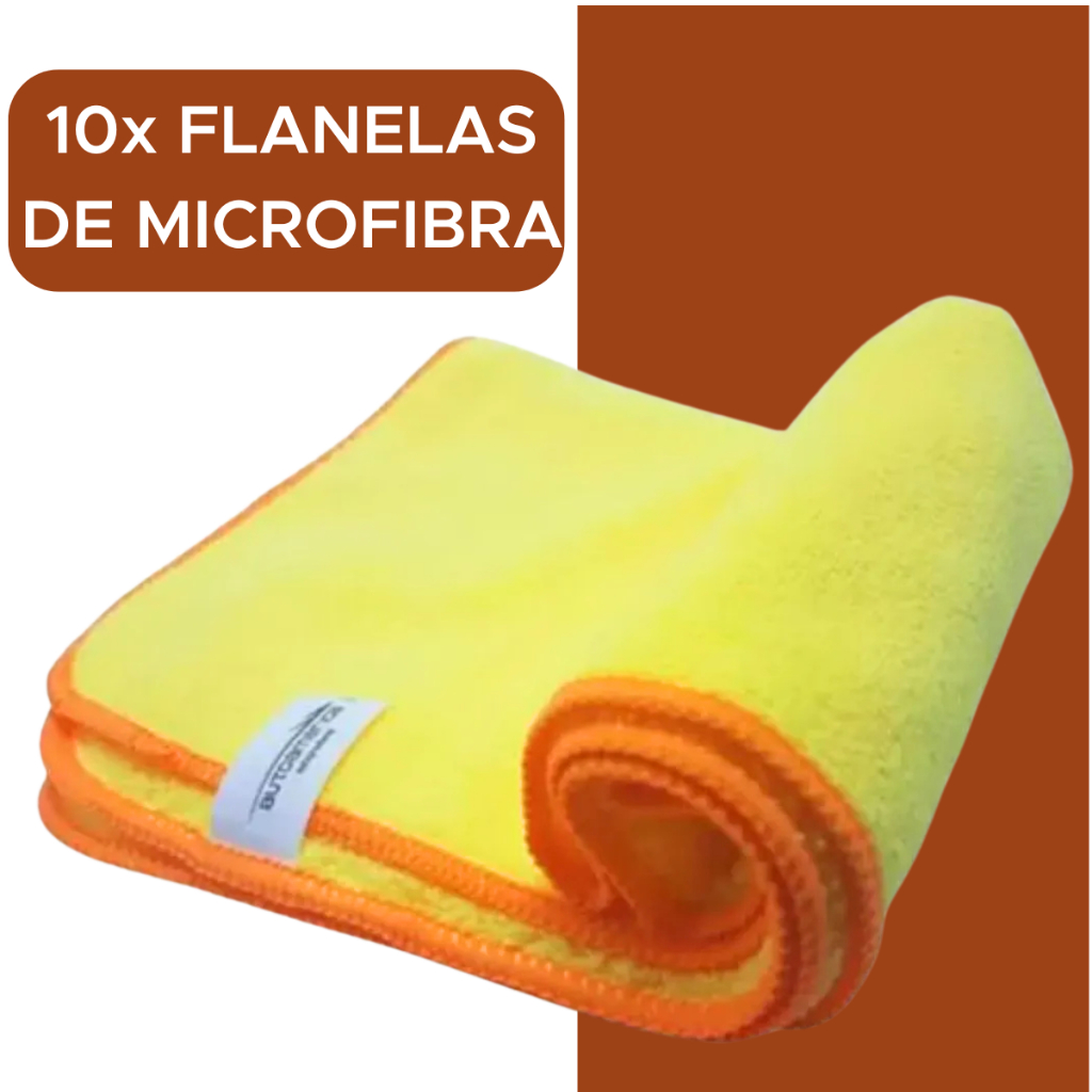 KIT 10 Flanelas de Microfibra Premium Amarela 40x60CM 350GSM - Kit Autoamerica em Oferta na Shopee