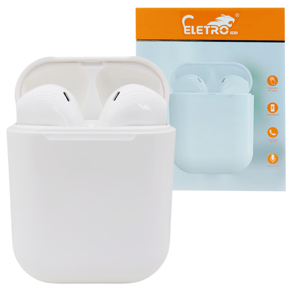 Fone de Ouvido Bluetooth Sem Fio AirPods i12 TWS Eletromex em Oferta na Shopee