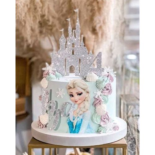 Topo de Bolo Frozen Elsa-Castelo em Oferta na Shopee