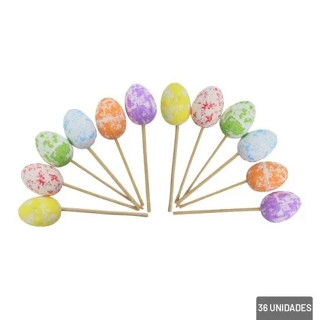 Ovos De Páscoa Decorados No Palito Enfeites 36 Unidades em Oferta na Shopee