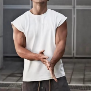 Regata Masculina Básica 100% Algodão Casual Estilosa,Cavada Fitness Treino Academia,camisa,branca,lisa,Verão,Oversized,1