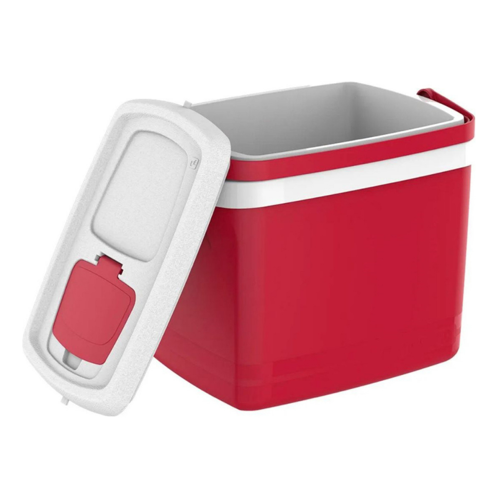Caixa Térmica Cooler Com Alça 32 Litros Azul Tropical Camping - Soprano - Vermelho Azul Cinza Preto