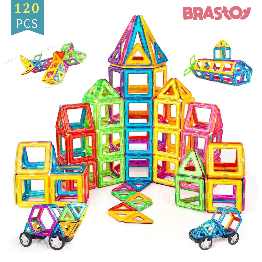 Blocos de Montar Magnéticos Brinquedo Educativo Infantil 120 Peças