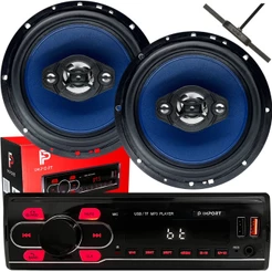 Par De Auto Falantes 6 Polegadas 110W + Radio Bluetooth Usb Mp3 + Antena