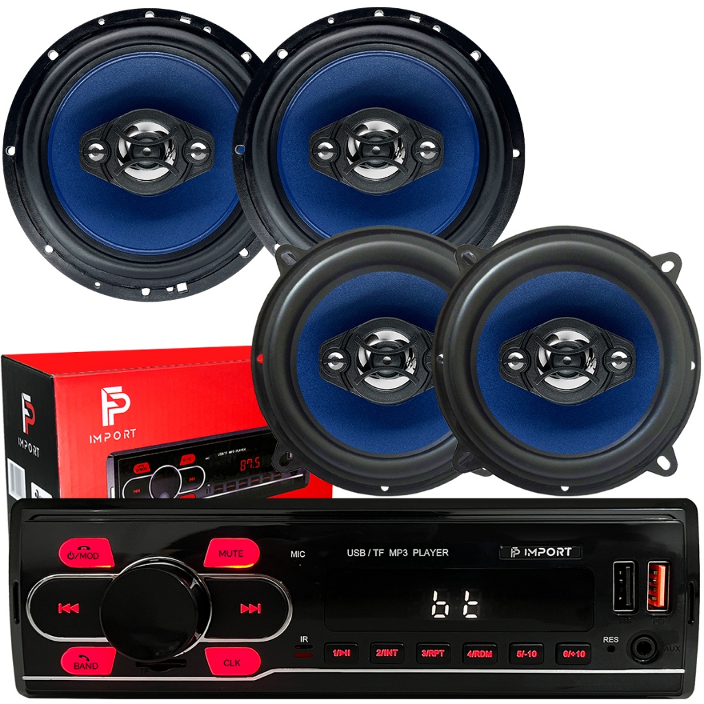 Kit Alto Falantes 5 polegadas E 6 Polegadas  + Radio Usb Bluetooth Palio Celta Gol 206 Uno em Oferta na Shopee