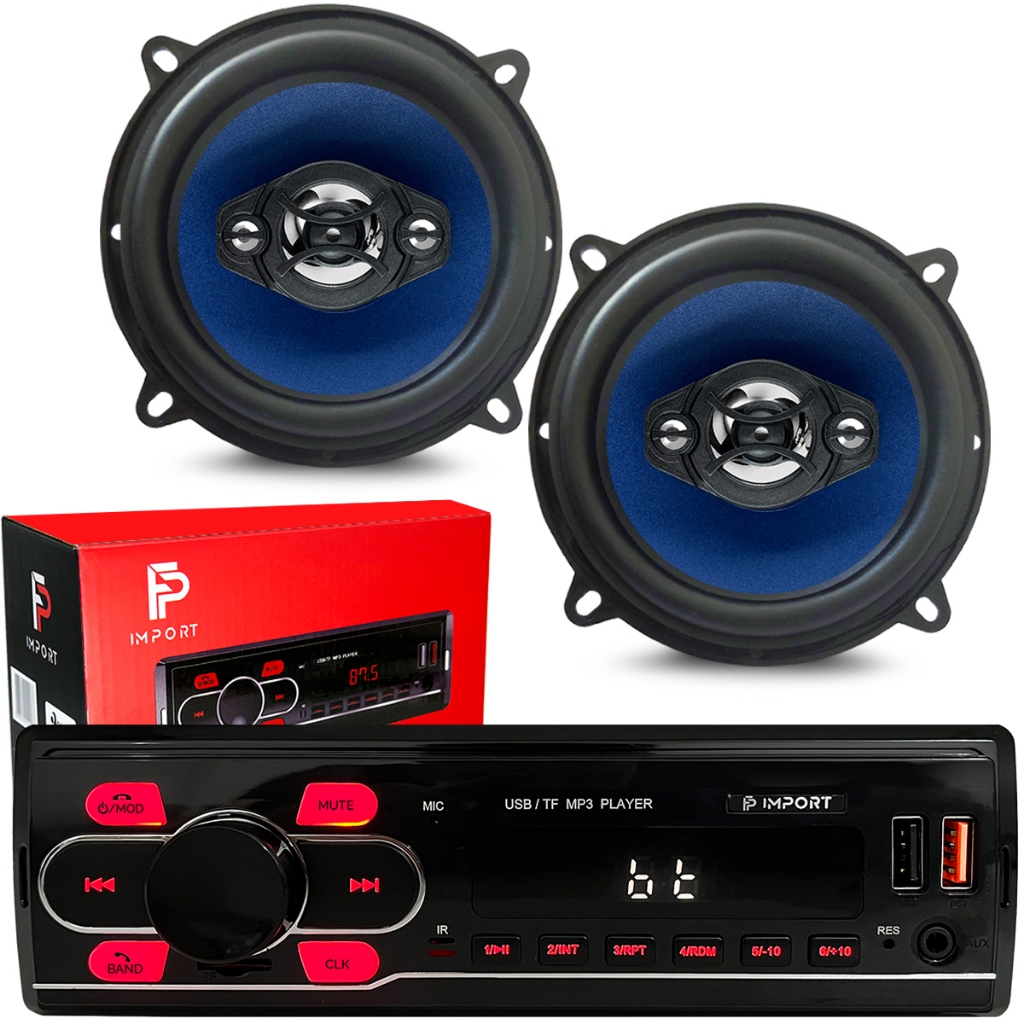 Kit Radio Fm  Mp3 Pen Drive  Sd Aux + Par Falante 5 Orion - Spare Parts and Accessories for Vehicles