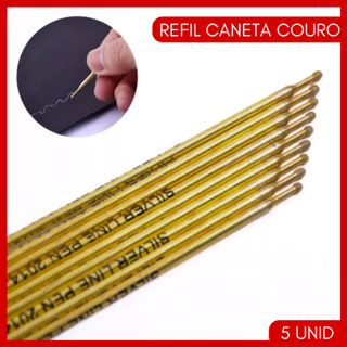 Kit 5 Refil Caneta Para Riscar Couro Prata Marcador Tecido em Oferta na Shopee