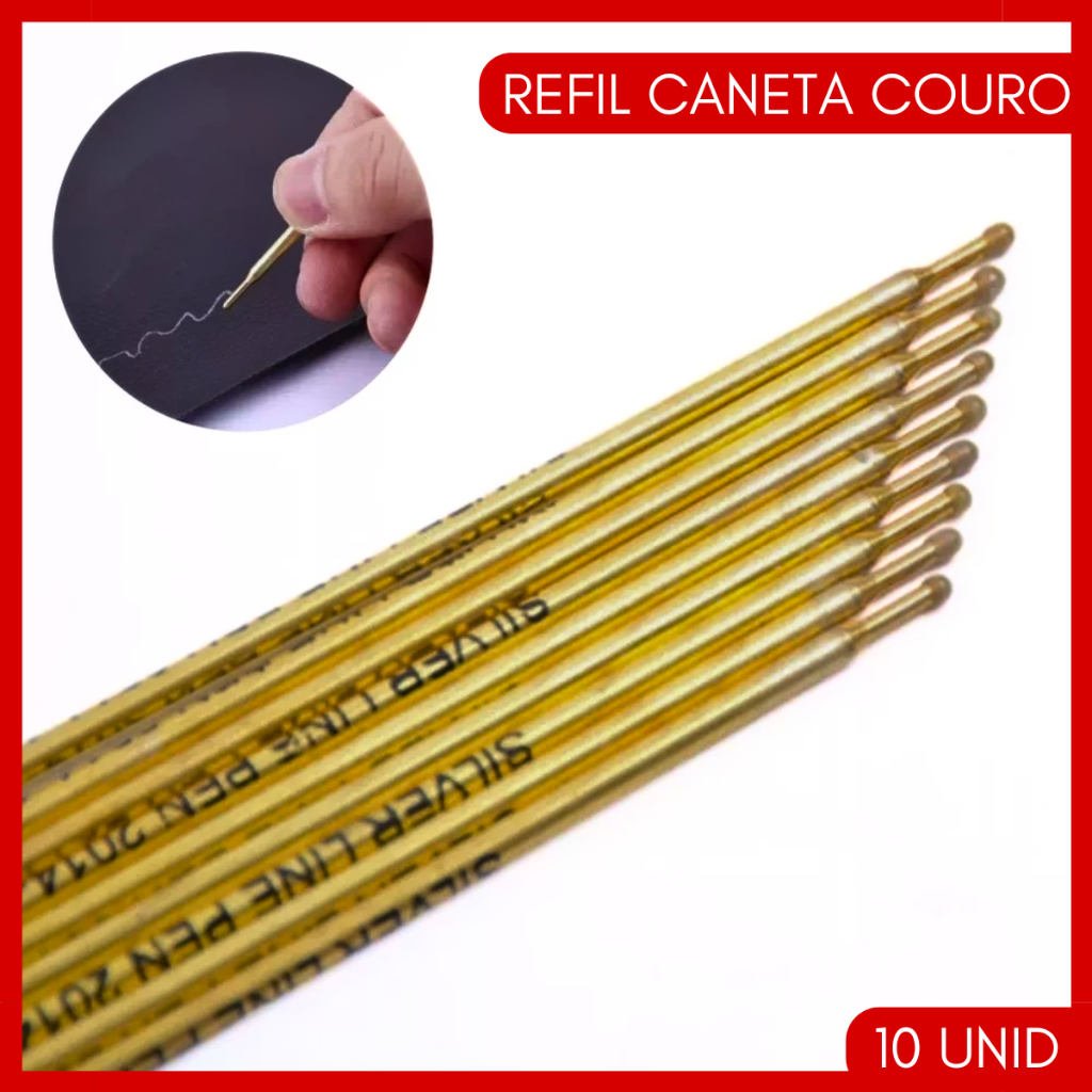 Kit 10 Refil Caneta Para Riscar Couro Prata Marcador Tecido