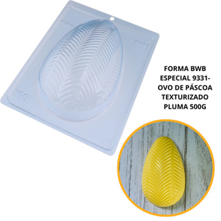 1~4 Forma BWB Com Silicone (3 partes) Para Chocolate Cód. 9331 - Ovo Texturizado Pluma 500g. Páscoa (CHOCO) em Oferta na Shopee