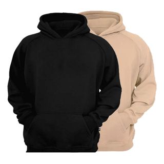 Kit 2 Blusas Moletom Canguru Com Capuz Liso Frio Unissex Feminino e Masculino Com Bolso Inverno em Oferta na Shopee