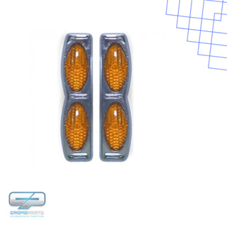 Refletor Protetor Luminosos Ovais Olho De Gato Duplo Laranja Base Cromada Universal Carro Bike em Oferta na Shopee