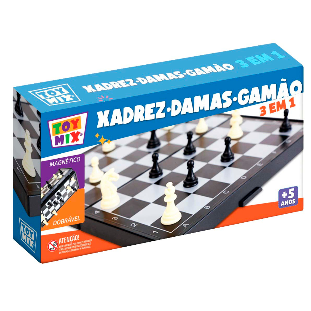 Jogo Xadrez Dama Gamão Tabuleiro 3 Em 1 Magnético Jogo Tabuleiro Dobrável
