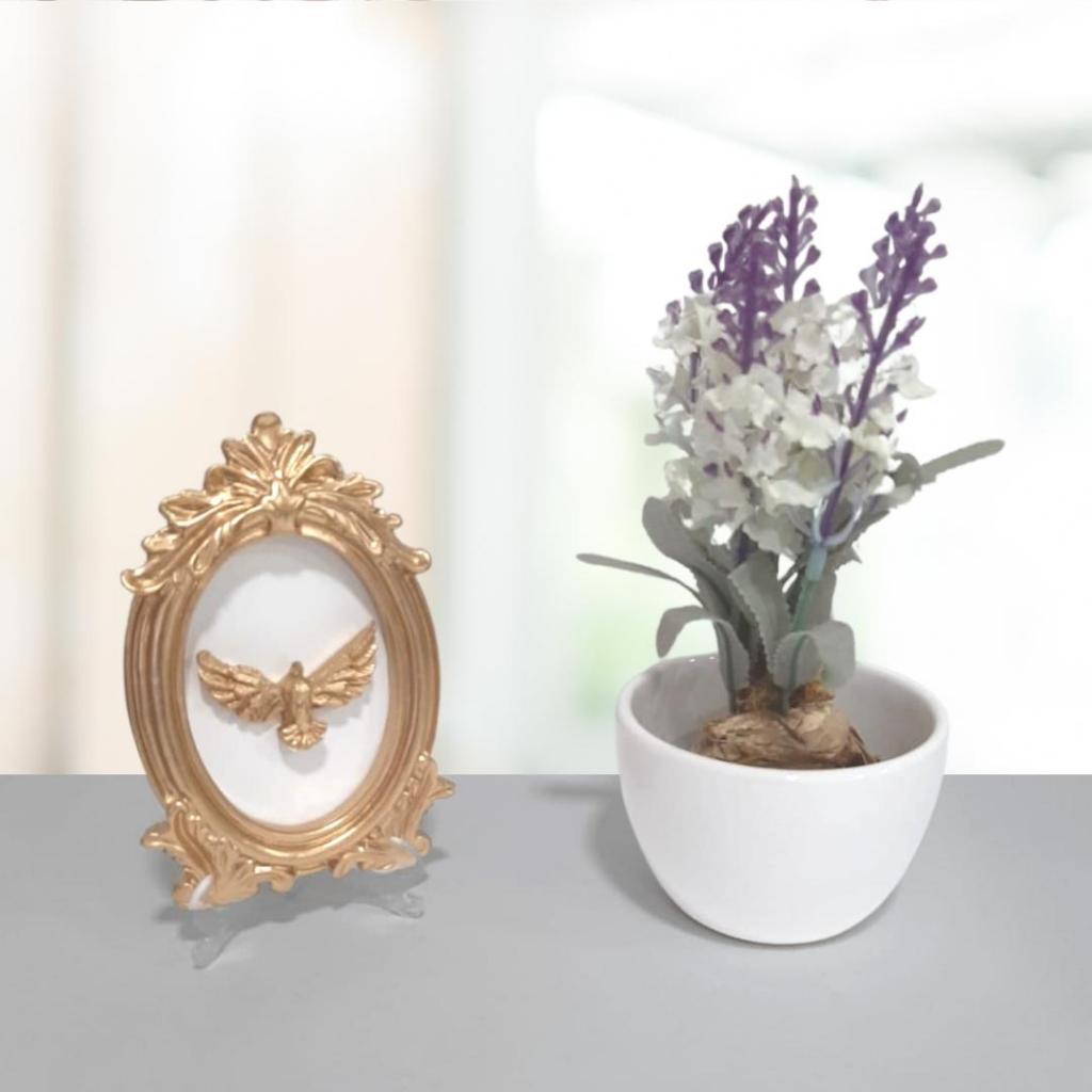 Kit 4 Moldura Resina Divino Espírito Santo Dourado Provençal