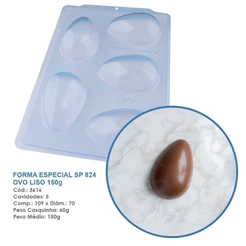 4 Forma BWB Com Silicone (3 partes) P Chocolate - SP 824 Ovo Liso 150g - Forma Premium cod 3616 (CHOCO)