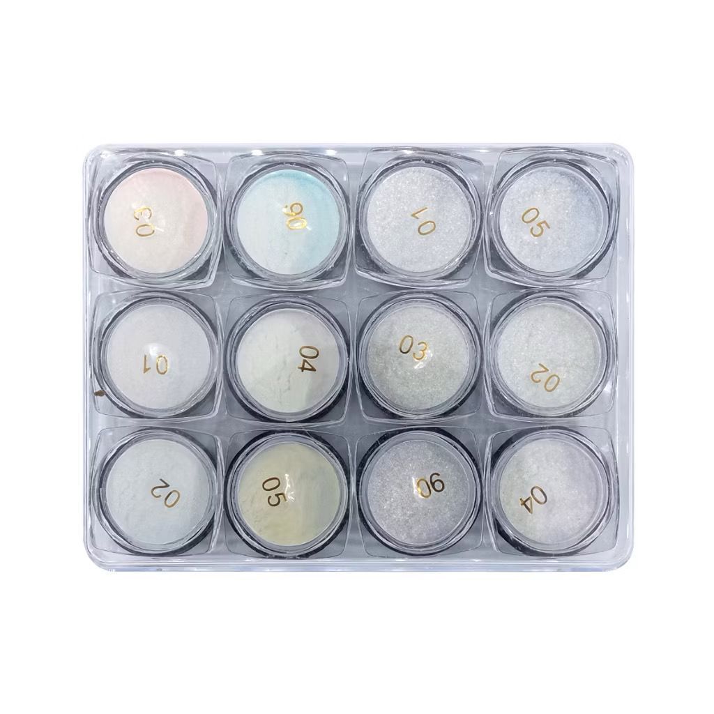 Kit 12 e 6 Pó Diamante Pó Sereia Decoração Unhas 12 Potinhos Nail Art