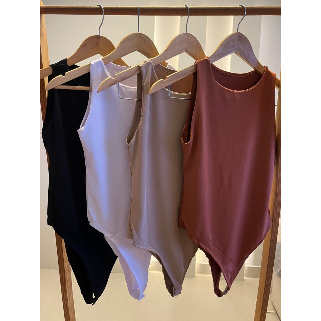 Kit 4 Body Bory Feminino Básico Casual Regata Gola Redonda Sem Manga Dupla Camada Várias Cores em Oferta na Shopee